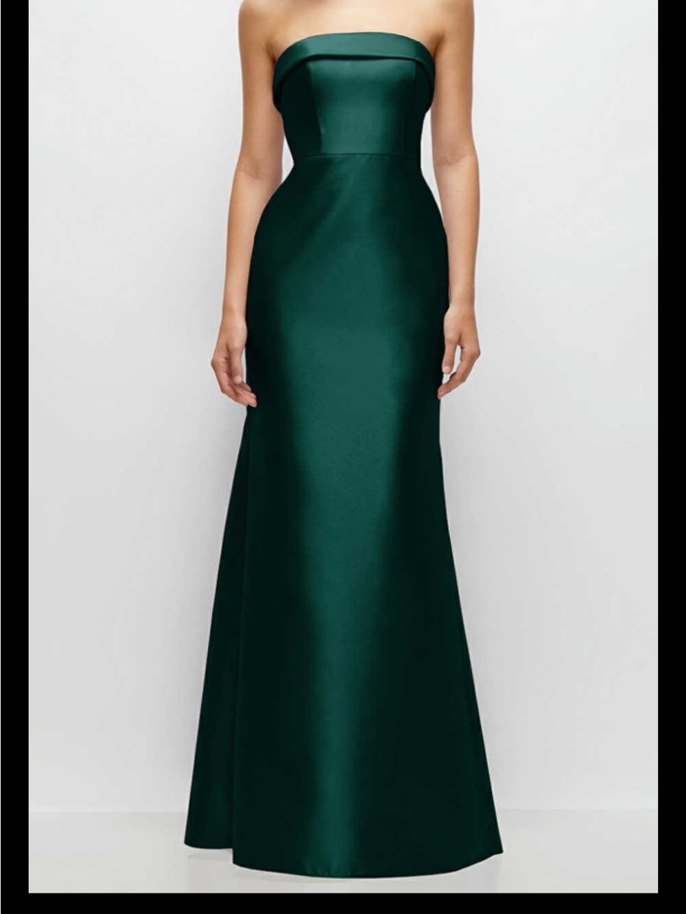 Alfred Sung Satin Twill Strapless Gown,Evergreen, Detachable Straps,sz 6R, New